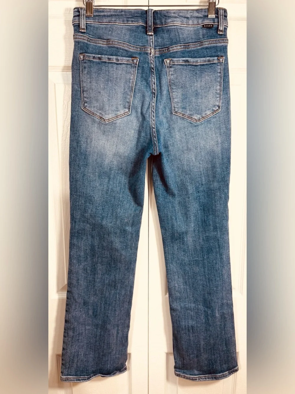 Risen High Rise Exposed Asymmetrical Zip Crop Jeans Sz 7/28